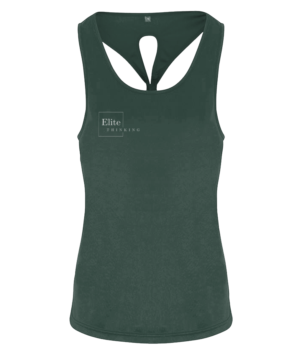 ET023Elite - Women's TriDri® Yoga Knot Vest FOREST GREEN