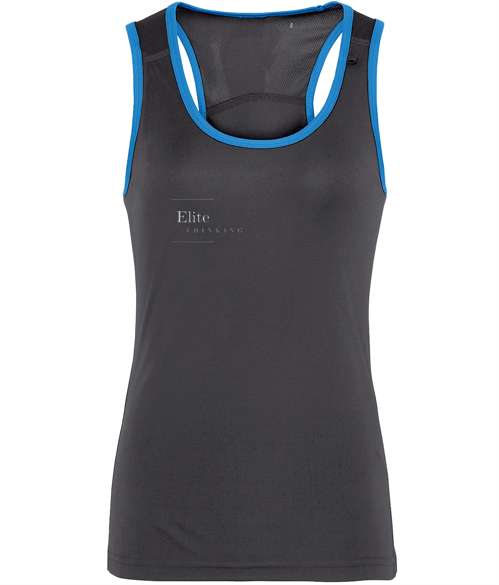 ET036Elite - Women's TriDri® Panelled Fitness Vest BLACK/SAPPHIRE