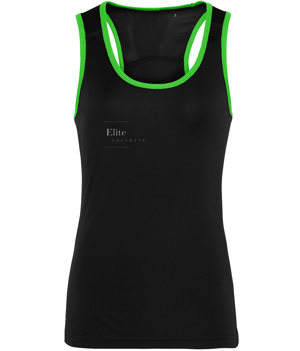 ET035Elite - Women's TriDri® Panelled Fitness Vest BLACK/LIGHTNING GREEN